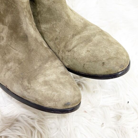 Sam Edelman Womens Size 9.5 Suede Olive Green Petty Ankle Zip Booties Leather - Picture 13 of 16